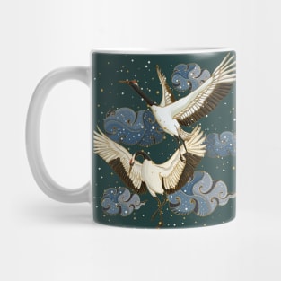 Hand drawn digital art of Japanese crane bird. Mug